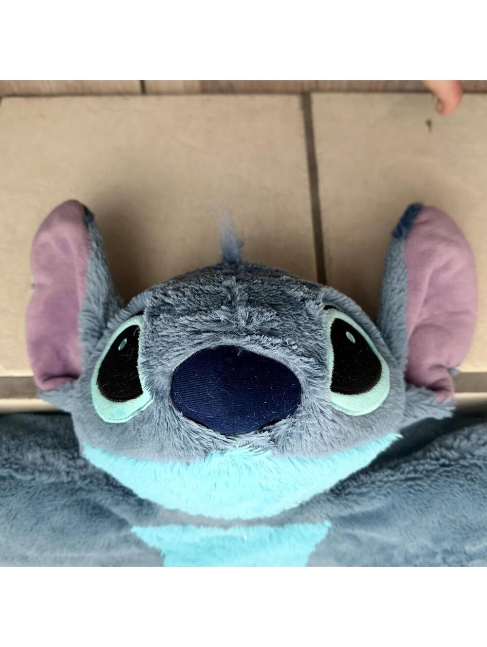 Disney Stitch Plush Pillow Blanket Blue Purple Character Plush